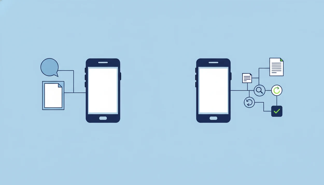 A clean illustration contrasts a single chatbot reply with a multi-step AI agent writing workflow.