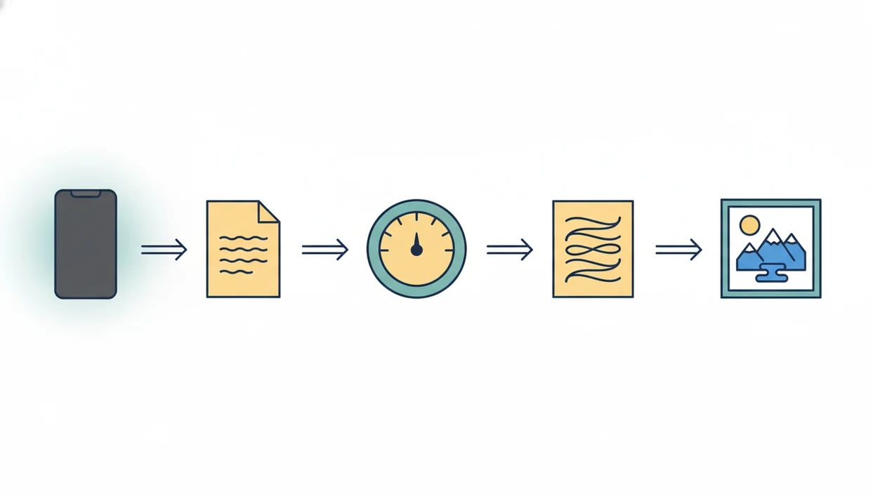 A simple diagram shows an iPhone workflow moving from drafting to checking, rewriting, and image creation.