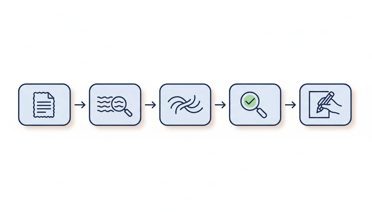 A clean diagram shows scan, rewrite, rescan, and human review as a responsible writing process.