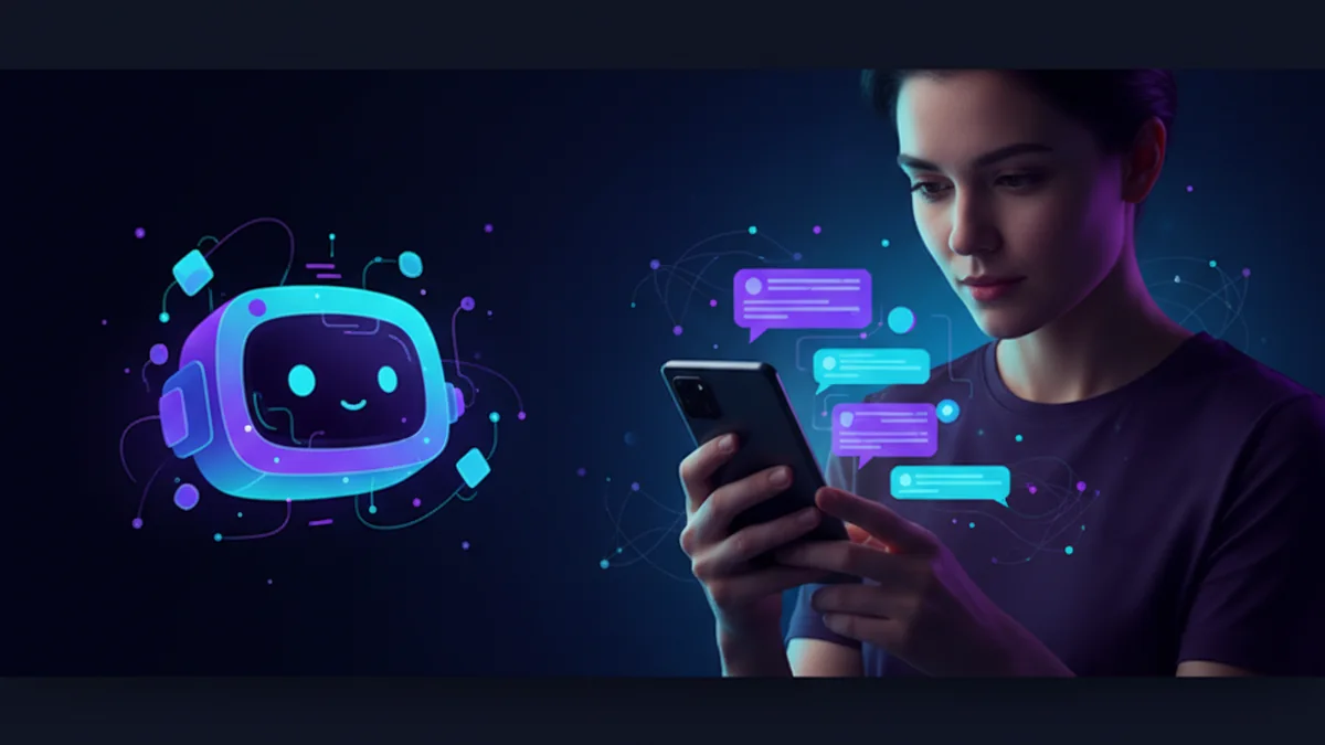 Person playing an AI text adventure chatbot on iPhone with branching story choices