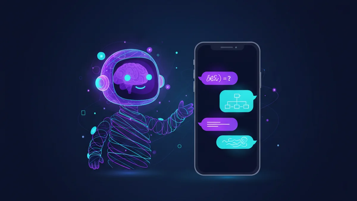 Student using an iPhone AI chat app to solve homework with step explanations