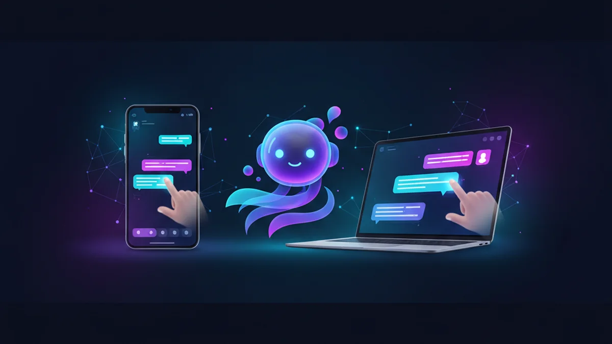 Person comparing online AI chatbots on phone and laptop for fast answers