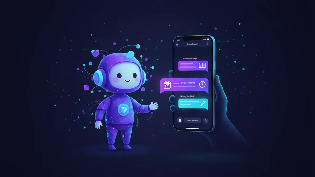 Student comparing AI chatbot apps for homework help, study planning, and writing feedback on iPhone