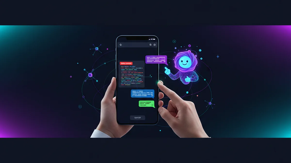 Person debugging a Python error on iPhone using AI chat and code suggestions