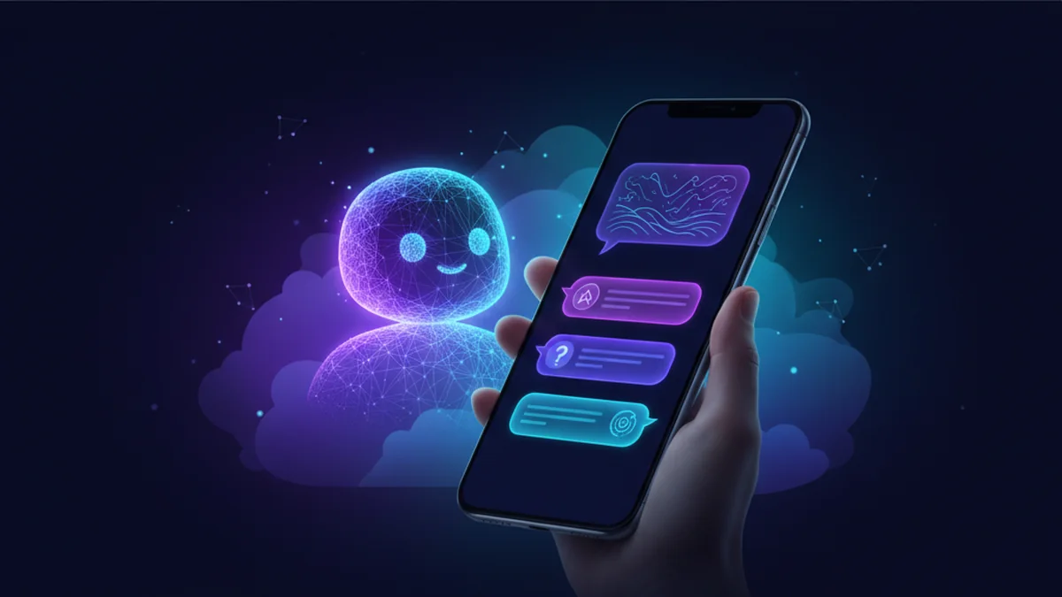 Person playing an AI text adventure on iPhone with branching story choices displayed