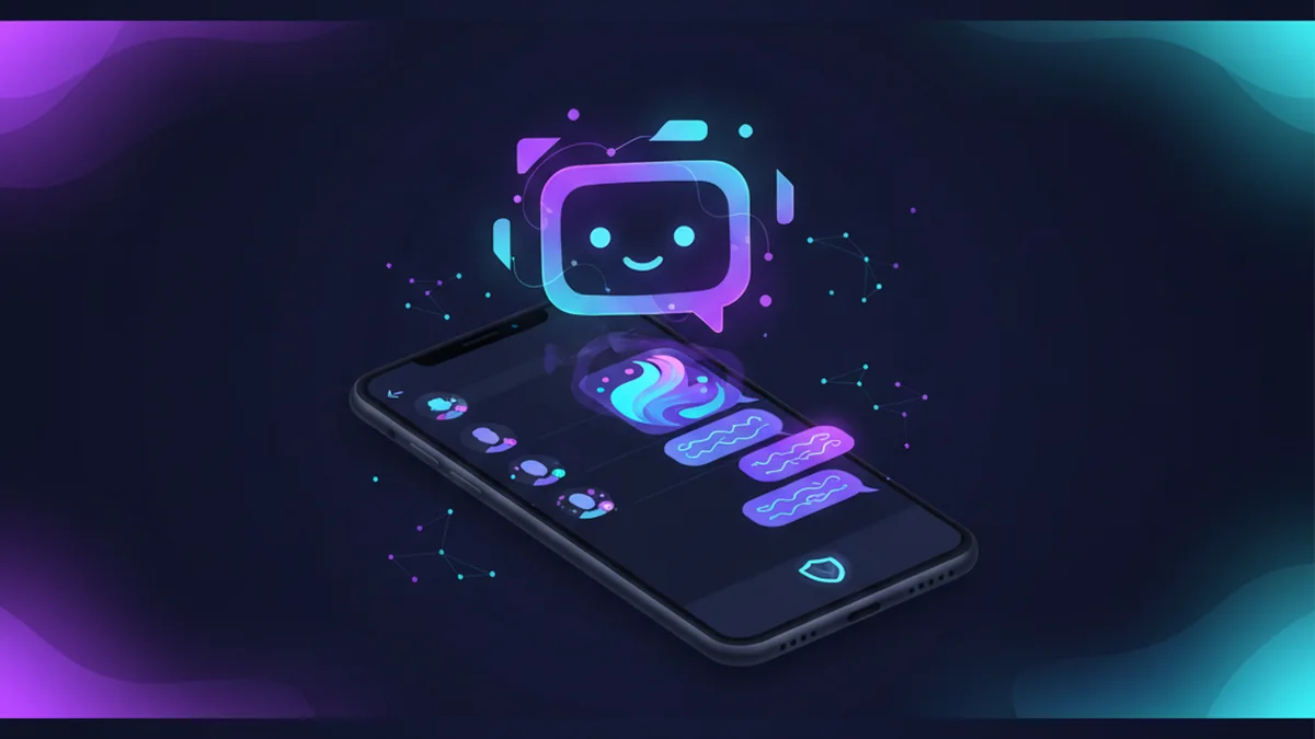 Person chatting in a SFW AI companion app with original character profiles and safety controls