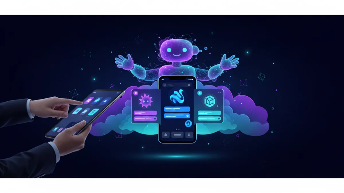 Person comparing Chai-style character chat apps with AI Chat and Chatbots.me on iPhone