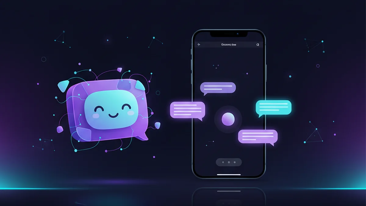 Person chatting on iPhone with a friendly SFW AI companion app interface