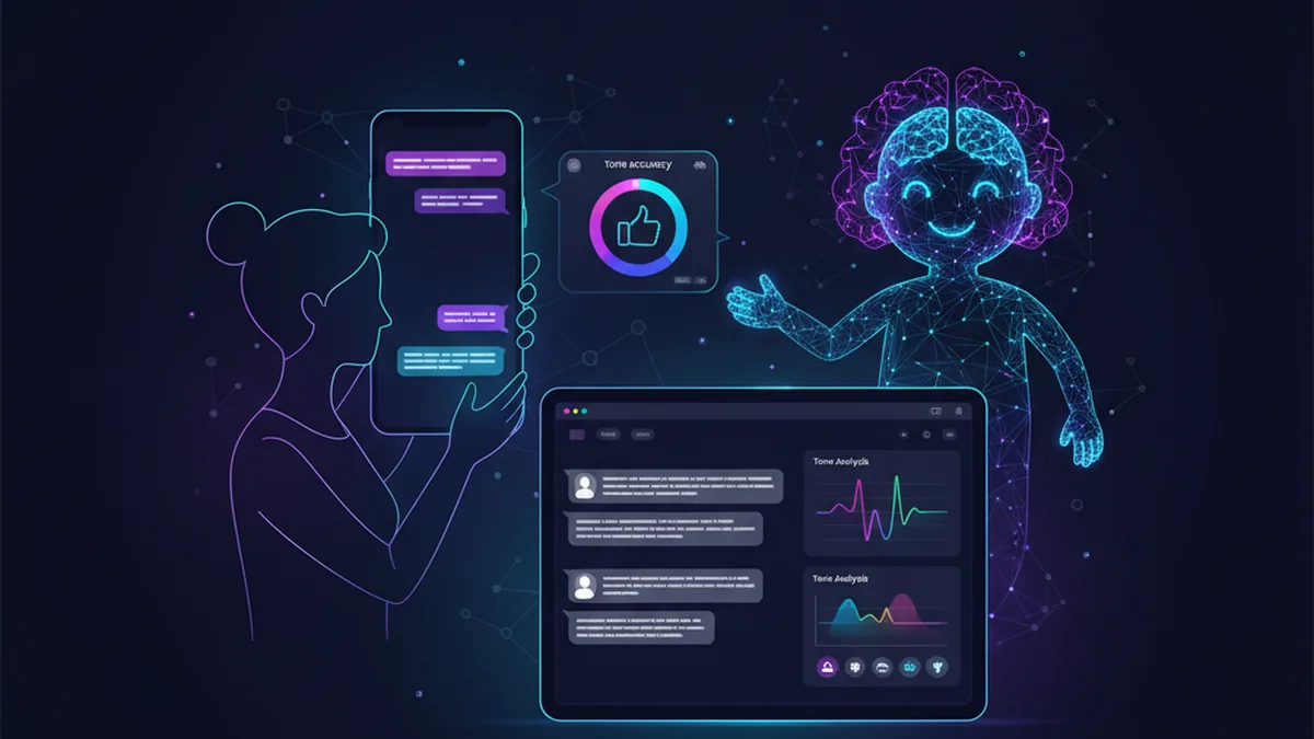 Person translating a paragraph with an AI chatbot app and checking tone accuracy