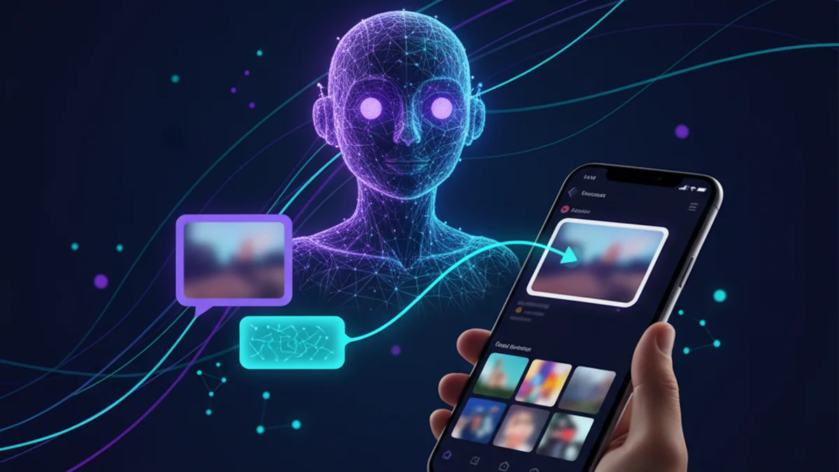 Person using an iPhone camera roll to ask an AI chatbot about a photo