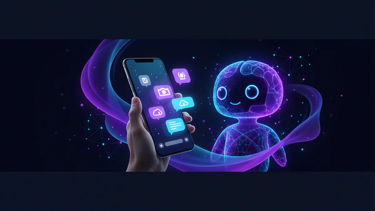 Person using an iPhone to chat with an AI assistant and upload images