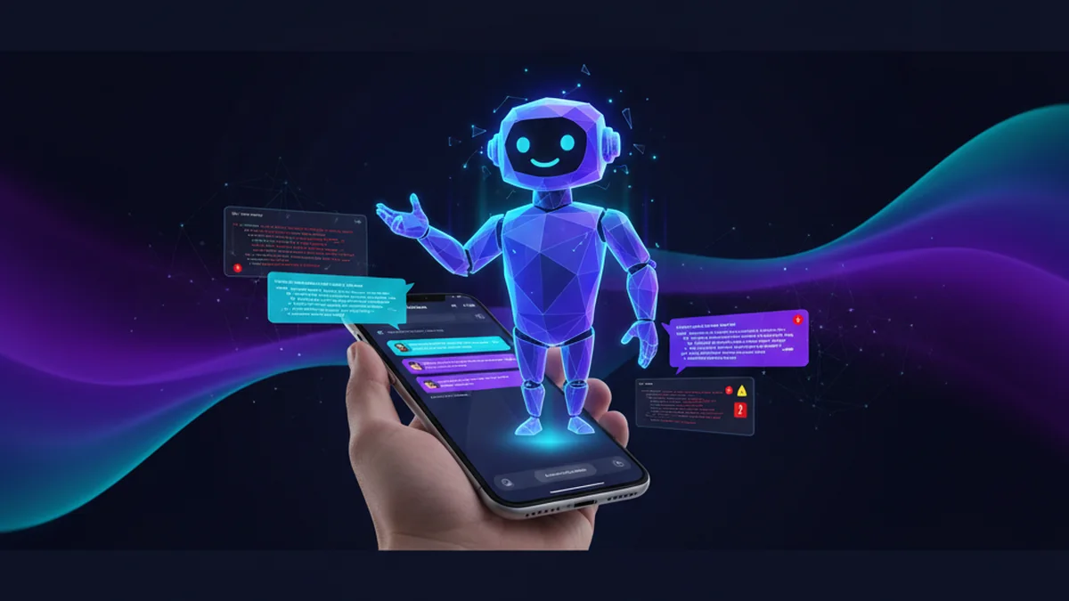 Person using an iPhone AI chat app to debug a code error with screenshots