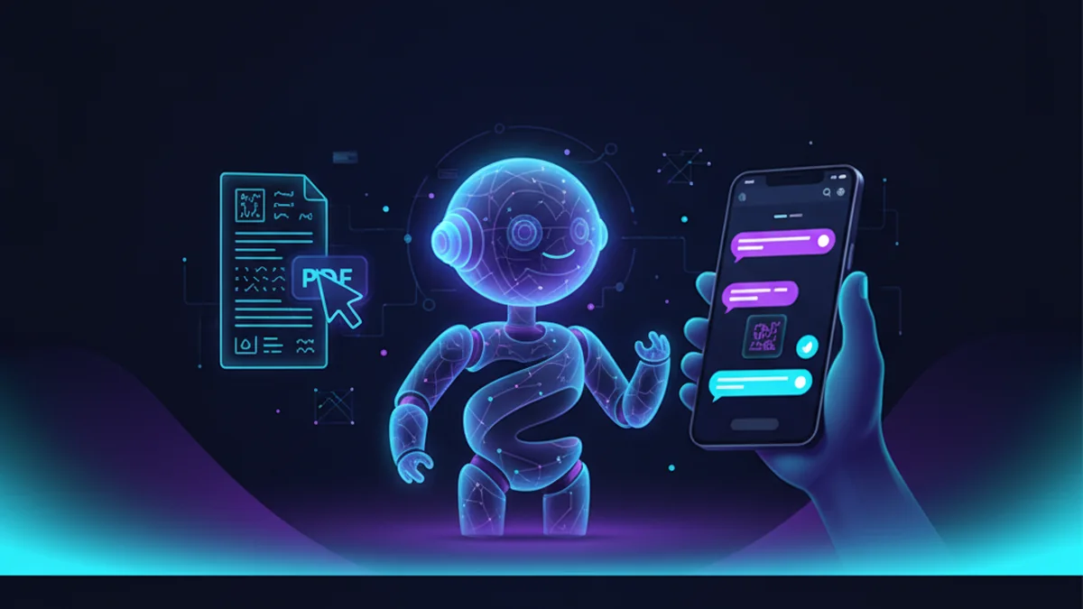 User summarizing a long PDF report with an AI chat app on iPhone