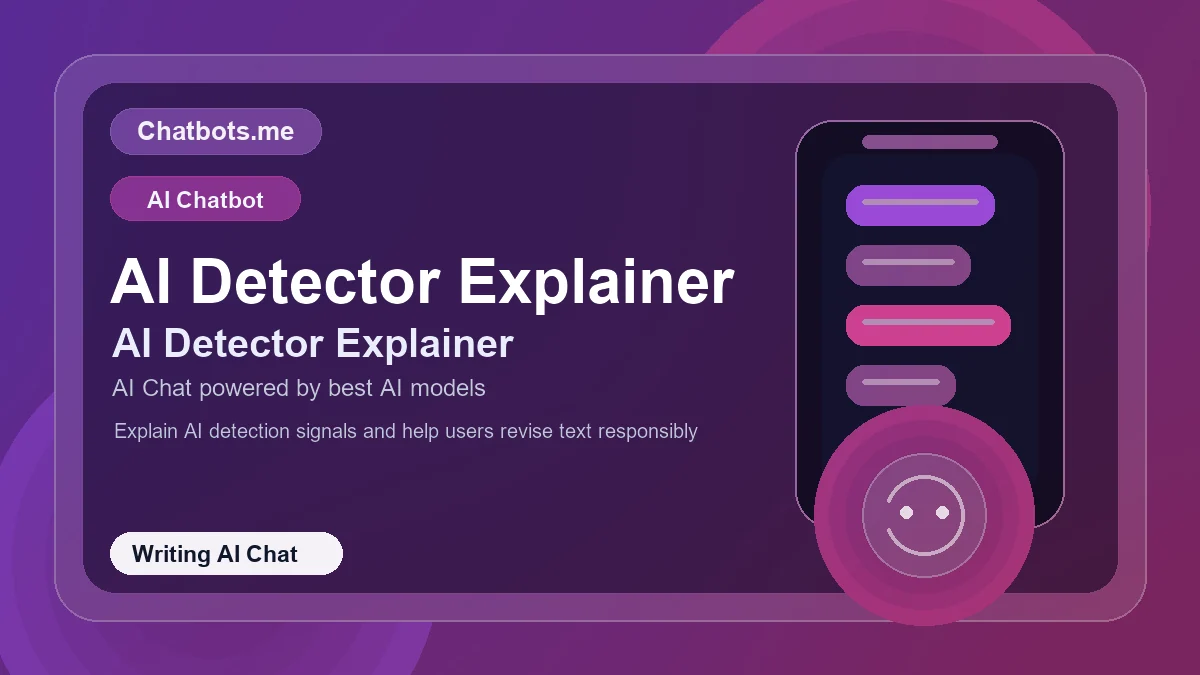 AI Detector Explainer chatbot visual for writing AI chat