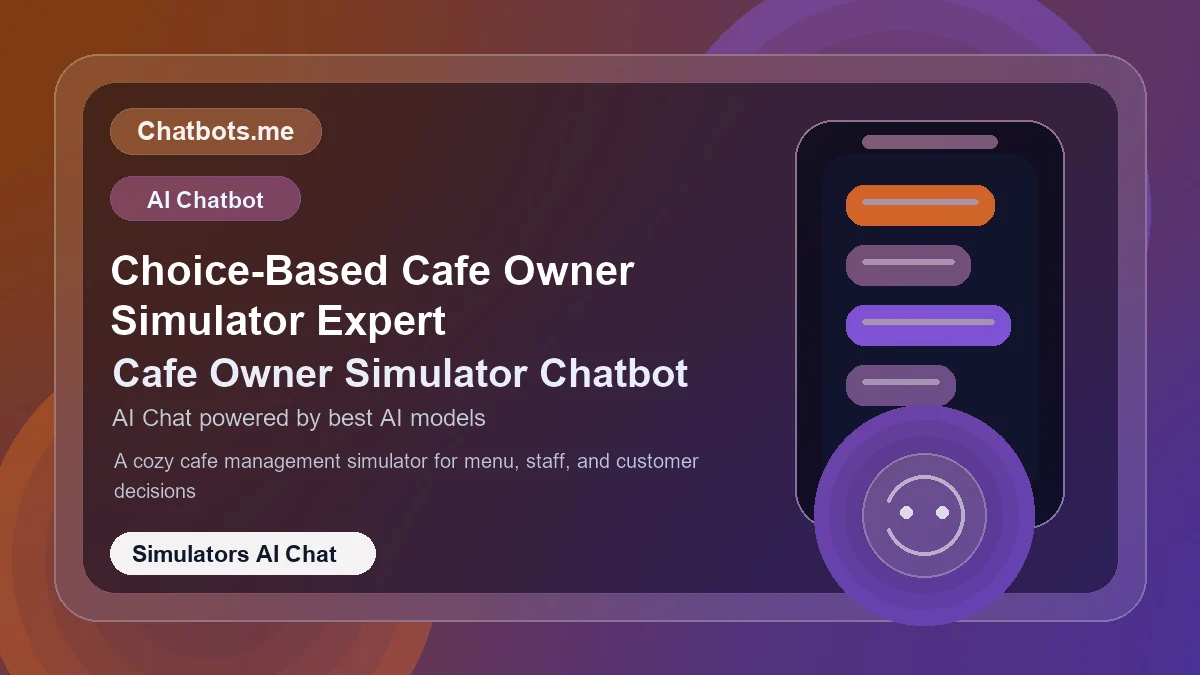 Choice-Based Cafe Owner Simulator Expert chatbot visual for simulators AI chat