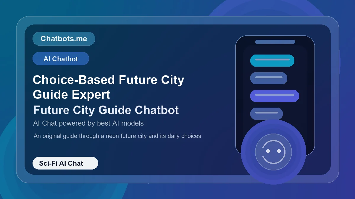 Choice-Based Future City Guide Expert chatbot visual for sci-fi AI chat