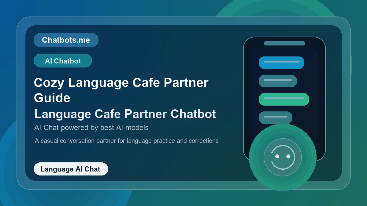 Cozy Language Cafe Partner Guide chatbot visual for language AI chat