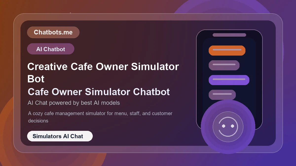 Creative Cafe Owner Simulator Bot chatbot visual for simulators AI chat