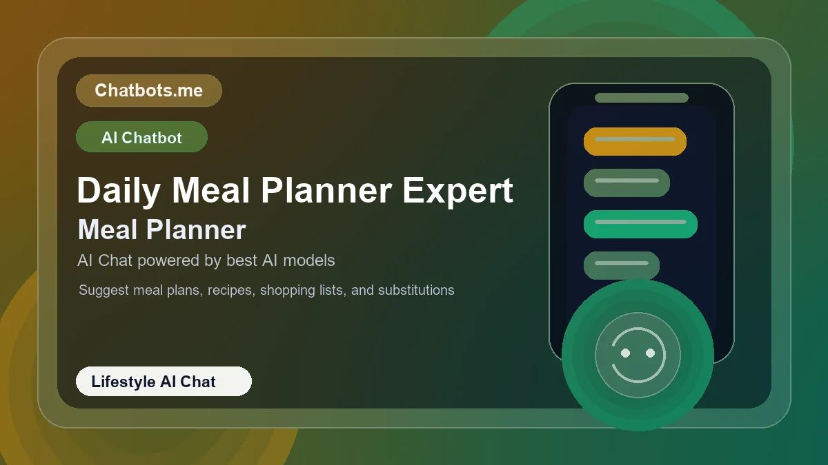 Daily Meal Planner Expert chatbot visual for lifestyle AI chat