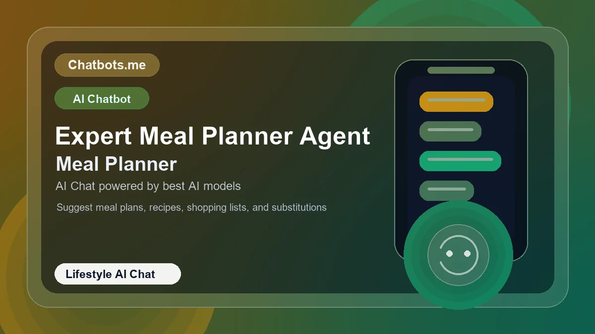 Expert Meal Planner Agent chatbot visual for lifestyle AI chat