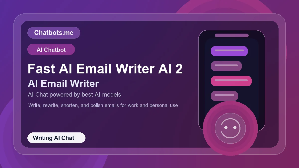 Fast AI Email Writer AI 2 chatbot visual for writing AI chat