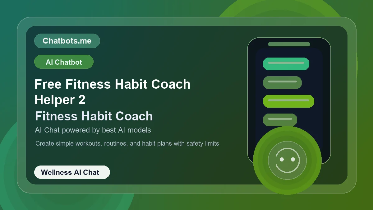 Free Fitness Habit Coach Helper 2 chatbot visual for wellness AI chat