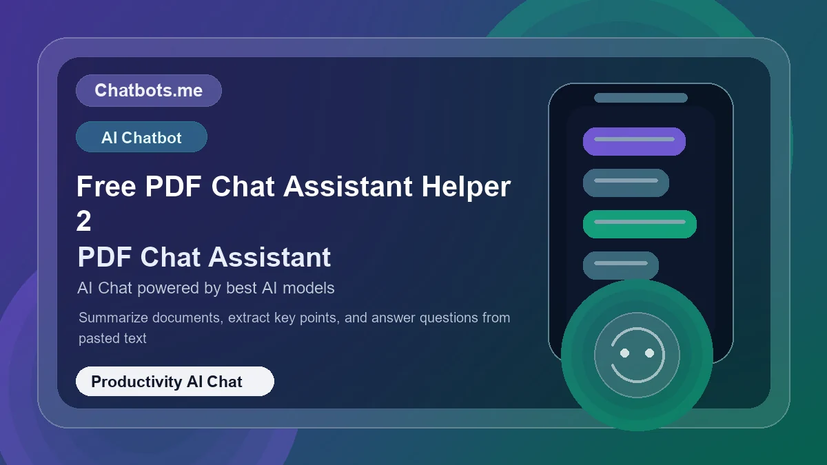 Free PDF Chat Assistant Helper 2 chatbot visual for productivity AI chat
