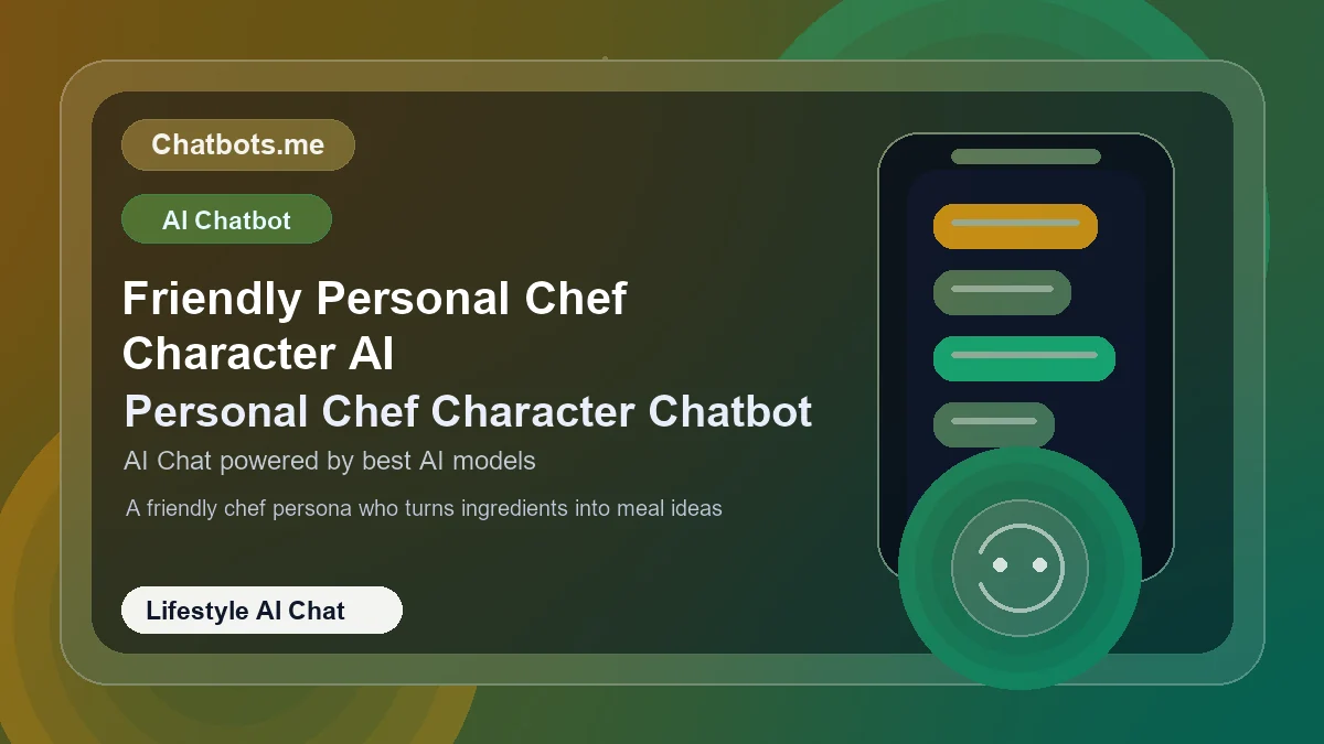 Friendly Personal Chef Character AI chatbot visual for lifestyle AI chat