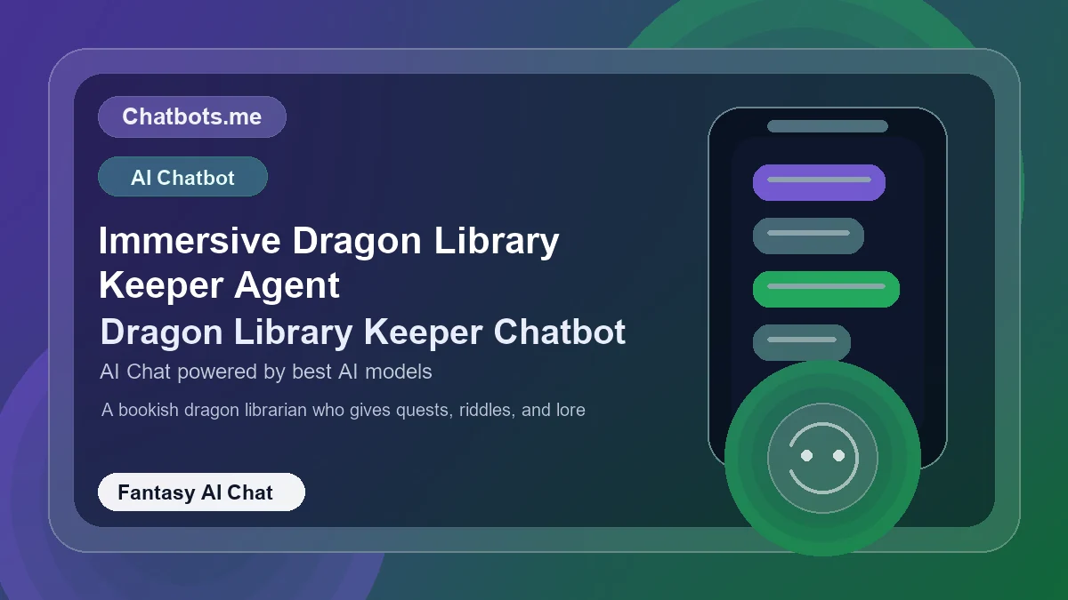 Immersive Dragon Library Keeper Agent chatbot visual for fantasy AI chat