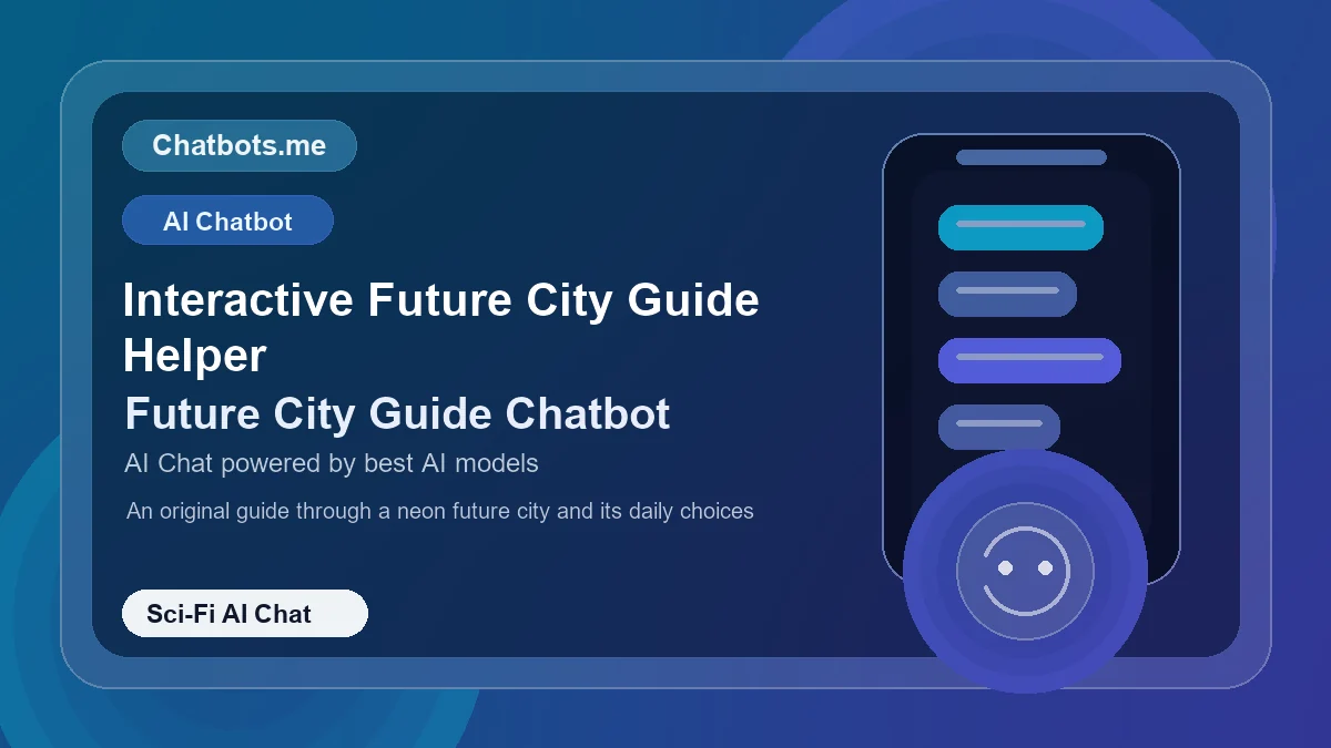 Interactive Future City Guide Helper chatbot visual for sci-fi AI chat