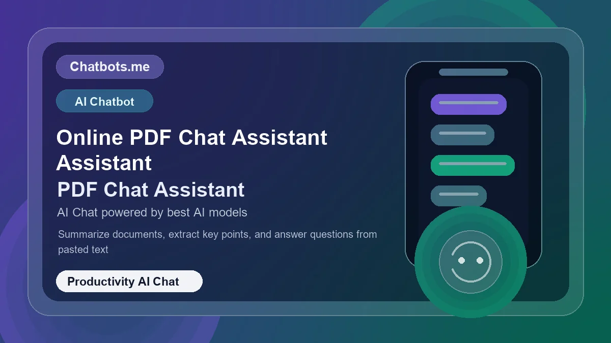 Online PDF Chat Assistant Assistant chatbot visual for productivity AI chat
