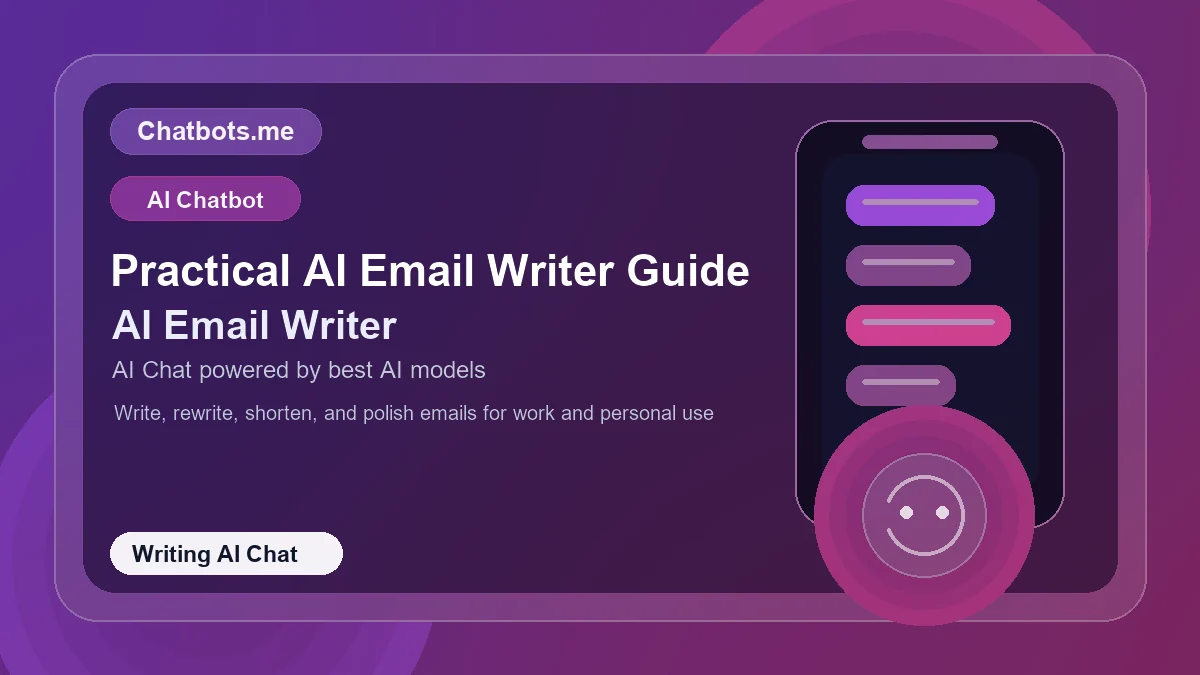Practical AI Email Writer Guide chatbot visual for writing AI chat