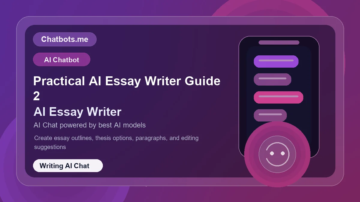 Practical AI Essay Writer Guide 2 chatbot visual for writing AI chat
