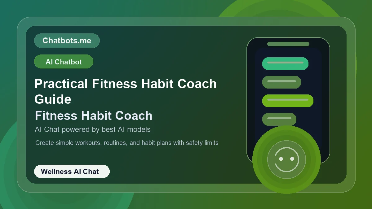Practical Fitness Habit Coach Guide chatbot visual for wellness AI chat