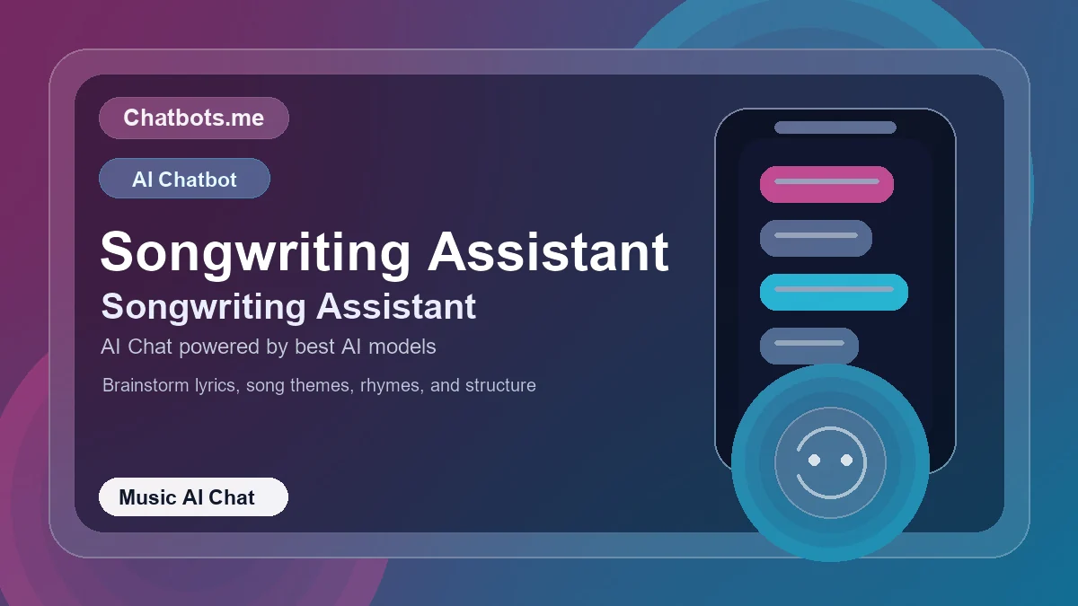 Songwriting Assistant chatbot visual for music AI chat